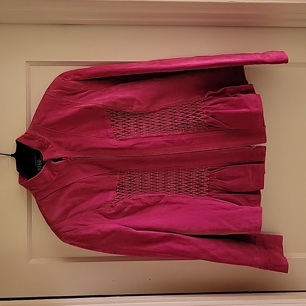 Kasper Size 1X Bright Pink Suede Jacket